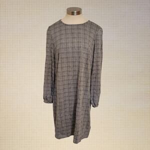 Modern Plaid Stretch Dress Chaps Size 16 Long Sleeve Ruffle Cuffs Zipper Back